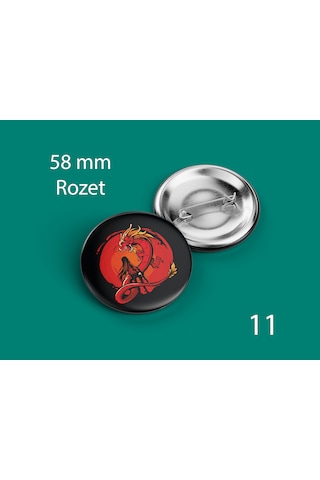 58 Mm Buton Rozet İğneli Çanta Kıyafet Rozeti Ejderha Ve Kadın Çok Renkli