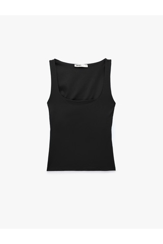 Koton Slim Fit Yuvarlak Yaka Kolsuz Top Siyah 6sak10291ek