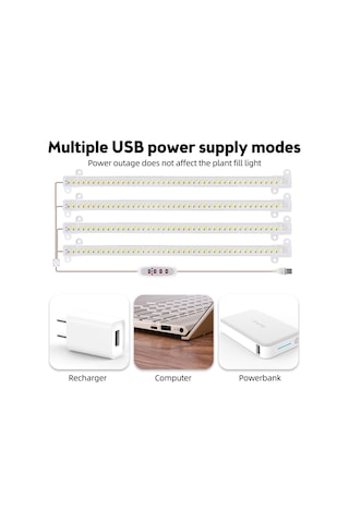 Ximistore9 6.2w 126 Led Bitki Büyüme Lambası, 22.7lm Usb5v, 5 Seviye Aydınlatma, 8h/12h/16h Zamanlama, 226 Açı, Kırmızı-mavi Işık, Çift Montaj Seçeneği Diğer