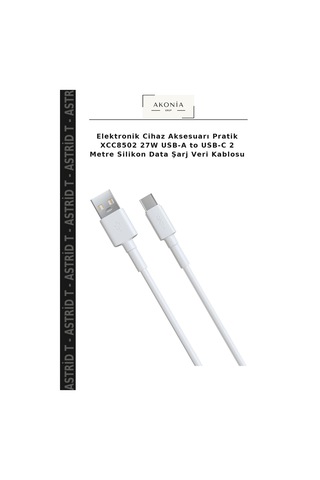 Elektronik Cihaz Aksesuarı Pratik Xcc8502 27w Usb-a To Usb-c 2 Metre Silikon Data Şarj Veri Kablosu