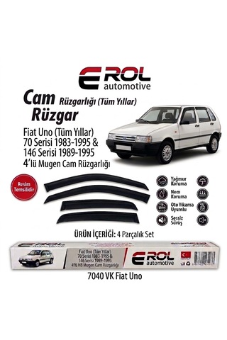 Fiat Uno 4'lü Hb Mugen Cam Rüzgarlığı Siyah