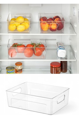 Kırılmaz Ultra Dayanıklı Buzdolabı Düzenleyici Organizer Kutu Şeffaf - 28x19x9cm 811 Tek Renk