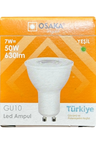 10 Adet Osaka 7w Yeşil Işık Gu10 Duylu Kalın Duy Led Çanak Ampul