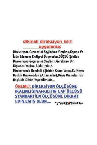 Direksiyon Kılıfı Deri Dikişli Yumuşak Kokusuz Dikmeli Düz - Mavi