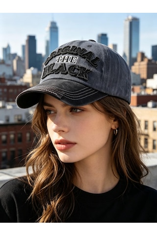 Valkyrie Original The Black Nakışlı Unisex Beyzbol Şapkası Vintage Eskitme Pamuk Ayarlanır Bordo