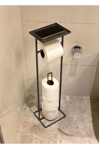 The Mia Tepsili Tuvalet Kağıdı Stand - Siyah - 54x15x12 Cm