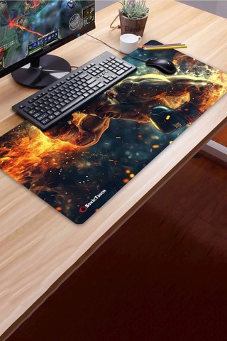 Sonictouch Ultragrand Ring Ateşi Boksör Temalı Gamer Oyuncu Xxl Klavye Mouse Pad 40x90cm Mousepad