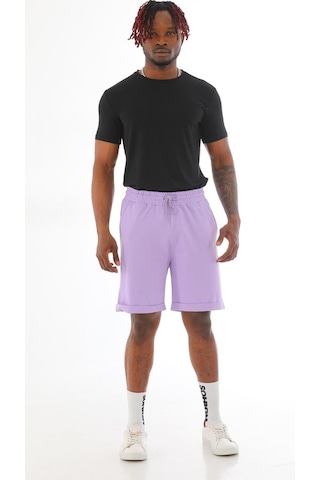 Penyebizden Erkek Regular Fit Duble Paça %100 Pamuklu Şort-lila