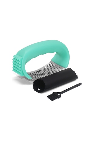 Geeroyoo Evde Sarımsak Ezici Ve Soyucu Seti - Paslanmaz Çelik Malzeme, Hızlı Sarımsak Suyu Ve Sarımsak Tozu Üretimi, Kompakt Tasarım Yeşil Renkli Kutulu Paket Yeşil Takım