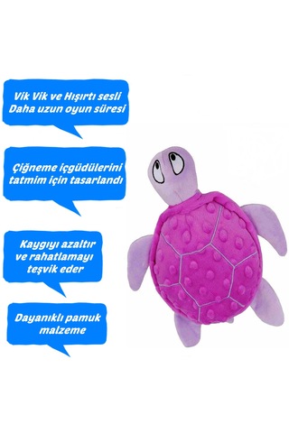 Sesli Hışırtılı Peluş Kaplumbağa Köpek Oyuncağı 25 Cm