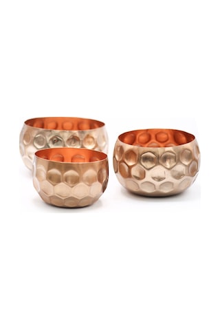 Cuivre Bronz Metal Saksı Küçük Boy