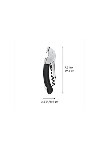Çelik Çift Kollu Garson Tirbuşon, Gümüş/siyah, 1 Ct