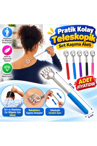 Pratik Kolay Teleskopik Metal Sırt Kaşıma Kaşağı Aleti Aparatı Adet Fiyatıdır