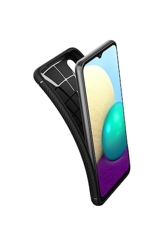Spigen Galaxy Uyumlu A02 / Galaxy Uyumlu M02 Kılıf Rugged Armor Matte Black