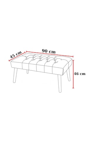 Waterybrook Bench Bank Puf - Suni Deri - Beyaz Ahşap Ayaklı - Retro Modern Tasarım & Dekoratif Sehpa Taba Kahve