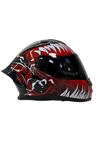 Rivox R1 Venom Kapalı Motosiklet Kaskı Beyaz Kırmızı Siyah