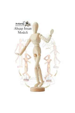 Ahşap İnsan Modeli 20 Cm A5 15x21cm Eskiz Defteri Dereceli Karakalem Seti Dağıtma Kalemi Hamur Silgi Kalemtraş