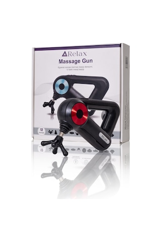 12 Başlıklı Vurmalı Masaj Tabancası Spor Sonrası Titreşimli Masaj Aleti Siyah