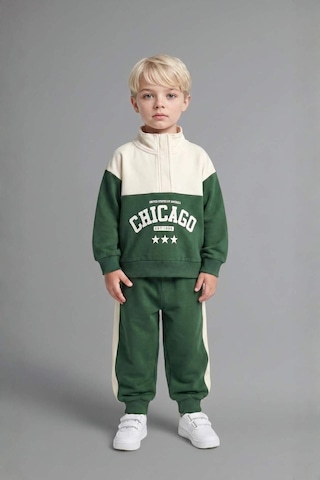 Defacto Dik Yaka Baskılı Sweatshirt Eşofman Altı 2li Takım Erkek Bebek I0147a526augn671 Yeşil-gn671