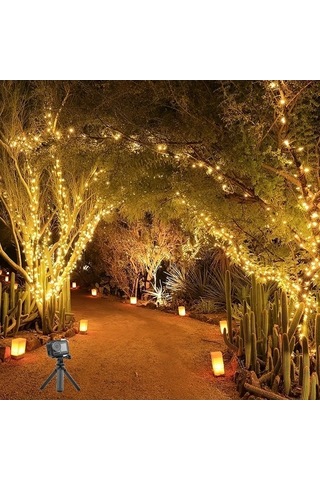 Fastbuy Turcoshop11 2 Adet 50 Led 16ft Pil İle Çalışan 8 Mod Ipx6 Su Geçirmez Bahçe Dekor Işık Sıcak Beyaz Sıcak Beyaz