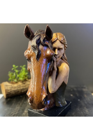Kadın Ve At Büst Dekoratif Biblo