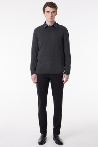 Regular Fit Normal Kesim Sıfır Yaka Triko W8A02P036 Gri Melanj