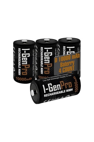 I-gen Batteries Pro Hr20 D Büyük Boy 10.000 Mah 1.2 V Ni-mh Şarj Edilebilir D Boy Pil 4'lü Paket