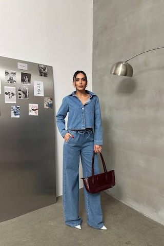 Lacarino 7888 Palazzo Kadını Jean Pantolon Lıght Blue