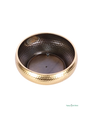 Yapay Çiçek Sitesi Metal Dekoratif Darbeli Ufo Model Saksı 11 Cm Altın