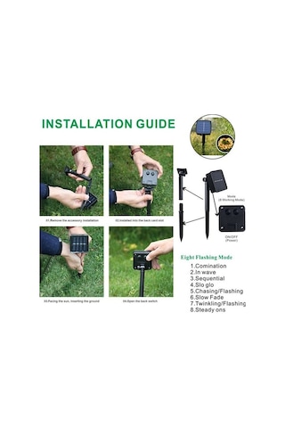 Moly Yeşil Güneş Enerjili Bahçe Partisi Dekorasyon Işığı 20m 200 Led 8 Fonksiyon Ip65 Otomatik Nikel Hidrojen Pil Yeşil