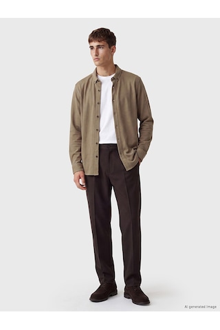 Lcw Vision Kahverengi Slim Fit Erkek Dokulu Gömlek