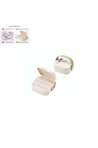 Taşıma Kulplu 7 Bölmeli İlaç Kutusu Çıkarılabilir Bölmeli Küçük Ebat 8,8cm X 8,8cm X 3,8cm 1 Adet