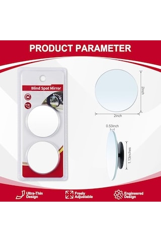 Jıahao Kör Nokta Aynası, 2" Yuvarlak Hd Cam Çerçevesiz Dışbükey Dikiz Aynası Geniş Açılı Ayarlanabilir Yapıştırma İle Otomobiller, Suv Ve Kamyonlar İçin, 2'li Paket