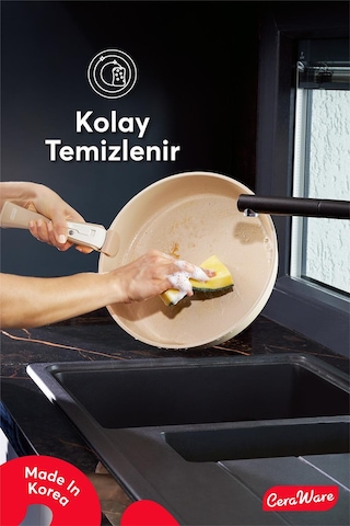 Ceraware Hona XL 14 Parça Tak Çıkar Saplı İç İçe Geçebilen Seramik Yapışmaz Tencere Tava Seti Bej