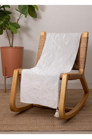 The Mia Throw Koltuk Şalı Püsküllü Krem 170x130 Krem