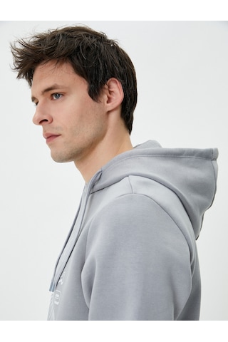 Koton Slogan Baskılı Hoodie Kanguru Cep Detaylı Kapşonlu Gri 4wam70226mk Gri