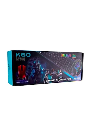 Karler K60 Kablolu RGB Oyuncu Klavye + Mouse + Kulaklık + Mouse Pad