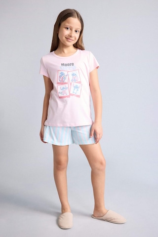 Defacto Dısney Lılo & Stıtch Relax Fıt Şort Tişört 2li Pijama Takımı Kız Çocuk H8491a826smpn645 Pembe-pn645