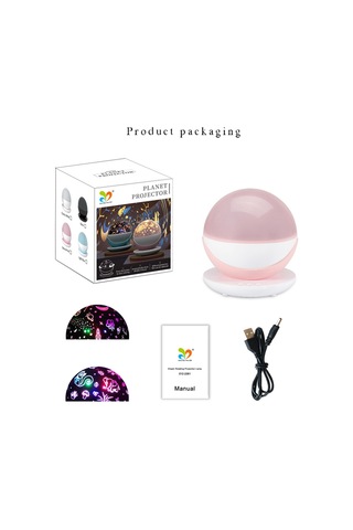 Maiyame Yıldız Ve Hayvan Desenli Çift Slaytlı Projeksiyon Lambası - Islak Işık Ve Renkli Işık Modları - Usb/aaa Pil Beslemeli - Sakura Pembe Pembe