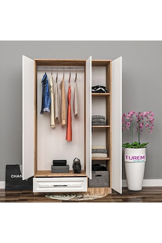 Rain 3 Kapılı Membran Gardrop Mdf Sis Gri