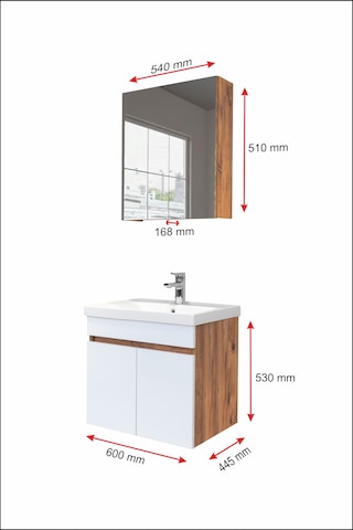 Star Banyo Dolabı Seti 60 Cm Atlantik Çam&parlak Beyaz Aynalı Atlantik Çam - Beyaz