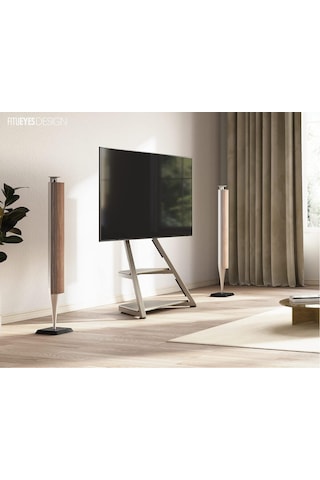 Fitueyes Tekerlekli Mobil Tv Sehpası, 32-65 Inç Tv Için, Ahşap Raflı Modern Tv Arabası, Eiffel Serisi Çok Renkli