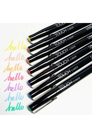 Touch Liner Brush Çizim Kalemi Fırça Uçlu 7 Renk Set