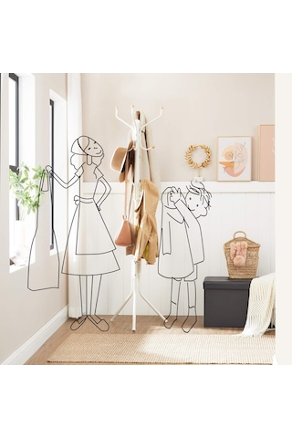 Askı Standı, Sağlam Metal Elbise Askısı, Gardırop Boyu Yaklaşık 182 Cm, Beyaz, Rcr19w