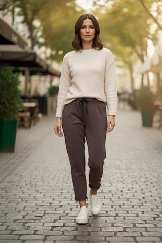 Sy & Black Kadın Çelik Örgü Beli Lastikli Ve Bağcıklı Geniş Beden Aralıklı Jogger Pantolon 25p-03 Füme Füme