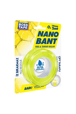 2 Metre Çok Güçlü Çift Taraflı Nano Bant Sarı