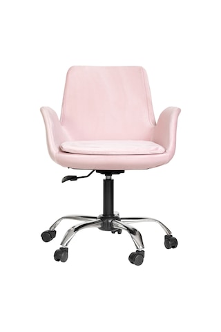 Markaelz Krom Metal Ayaklı Ofis Çalışma Sandalyesi Pescado Pembe