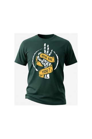 Urbantrendstore Unisex How Are You Oversize Fit Rahat Geniş Salaş T-shirt Günlük Tişört Yeşil
