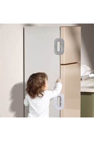 Moveevo Çocuk Güvenliği Kilidi - Otomatik Kilitleme, Çok Amaçlı Kullanım, Buzdolabı-komodin Uyumlu, Gri Renk Gri