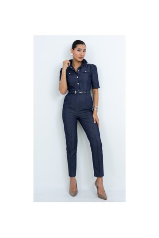 Dorne Moda Özel Koleksiyon Gömlek Kesim Denim Tulum Lacivert Lacivert